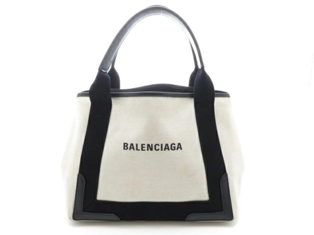 Balenciaga tote bag Navy Blue Cabas canvas white